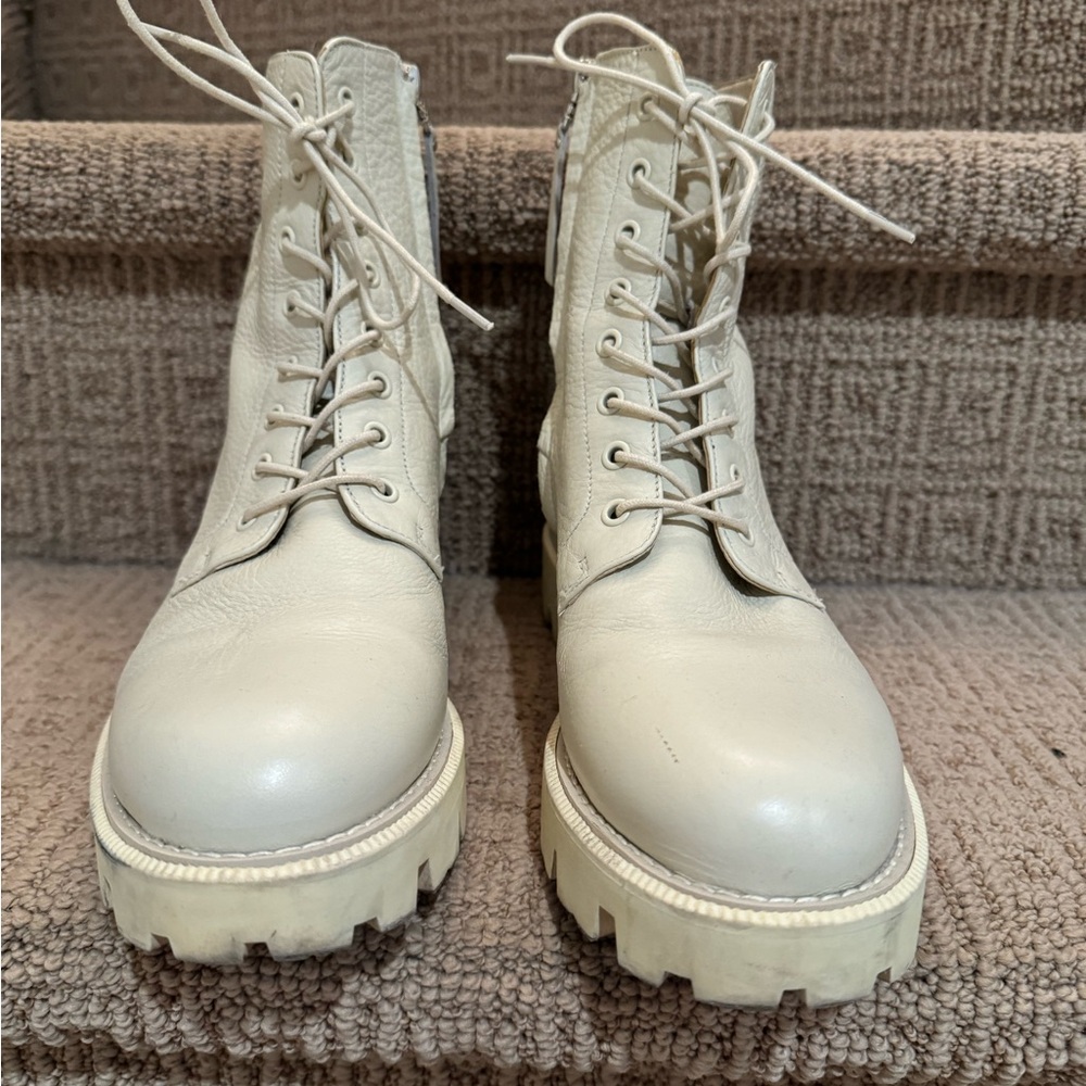 Sam Edelman Garret Platform Combat Boot in Ivory Leather - Picture 4 of 6